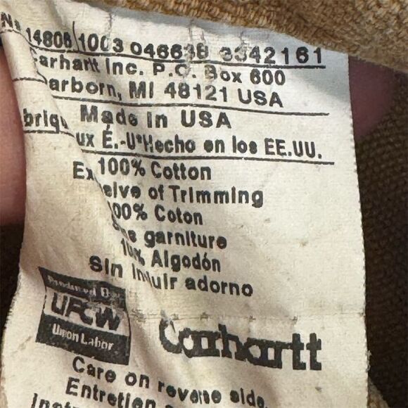 Carhartt R01 BRN Overalls 36x34 Made in USA Union Made Duck Canvas Workwear VTG - Picture 4 of 4